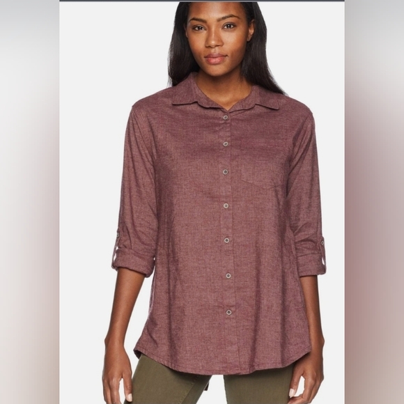Prana Tops - 🍁prAna Aster Tunic Top Roll Tab Sleeve Size S Mauve Hemp Blend EUC